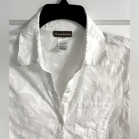 TommyBahama Swim cover up - white cotton button down - size medium - Picture 2 of 12